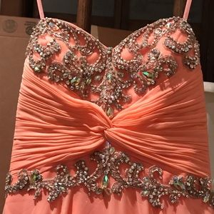 Floor Length Strapless Crystal Prom Gown Dress
